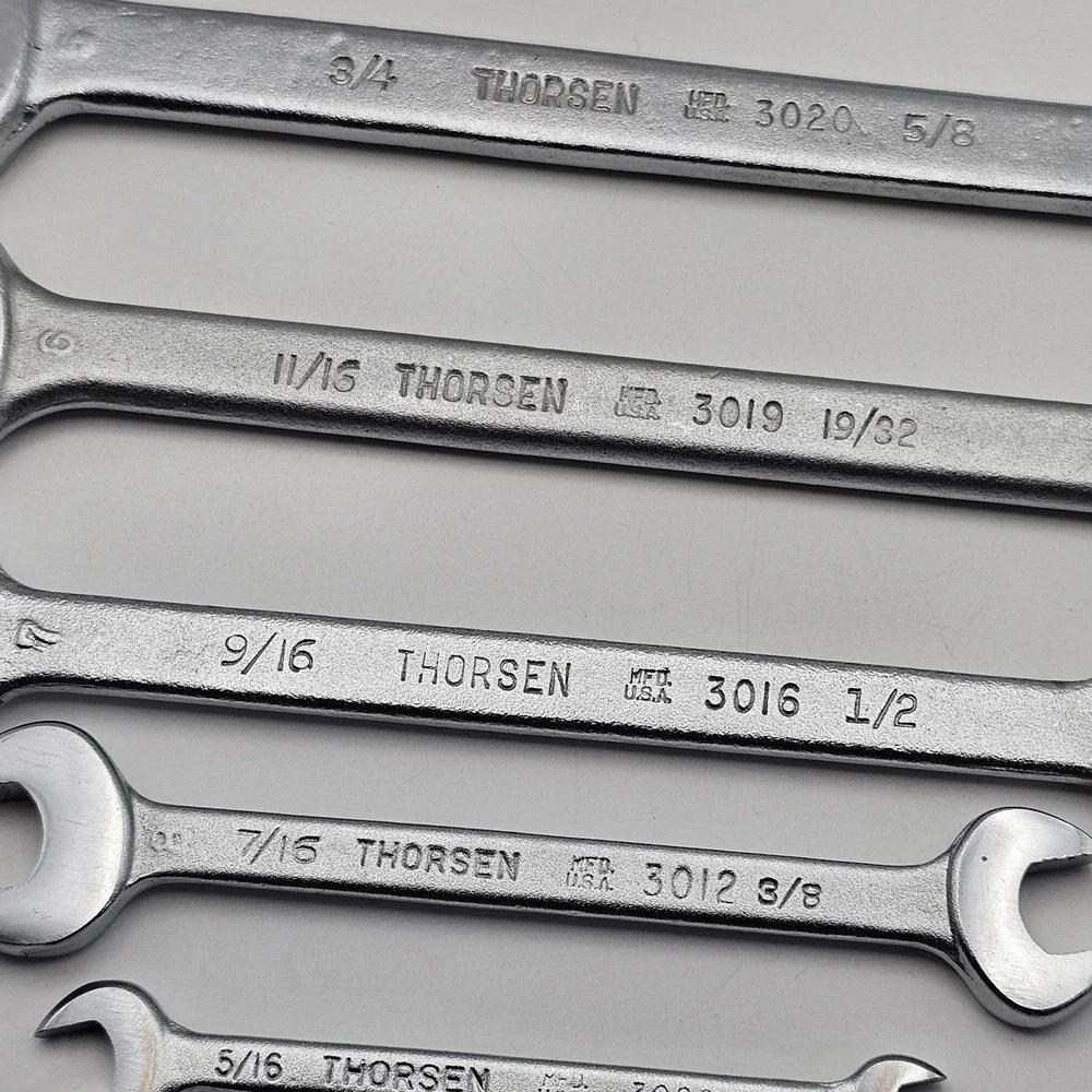 Vintage Thorsen Double Open End Wrench Set 1/4" to 7/8" USA Made Lot Of 6 - Picture 3 of 15